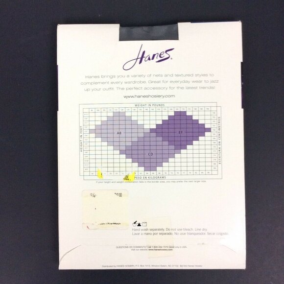 Hanes Patterned Stripe Control Top Pantyhose Size CD Black Nylon Spandex - Picture 3 of 4